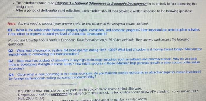 Solved . Each student should read Chapter 3 - National | Chegg.com