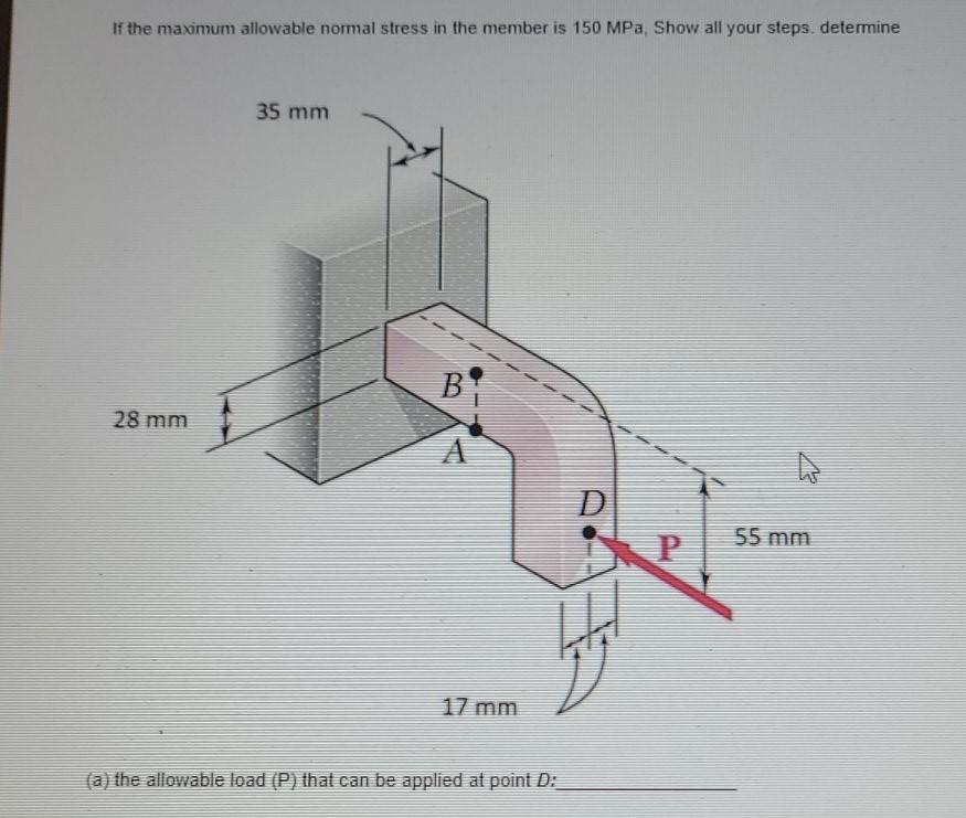 Solved If the maximum allowable normal stress in the member | Chegg.com