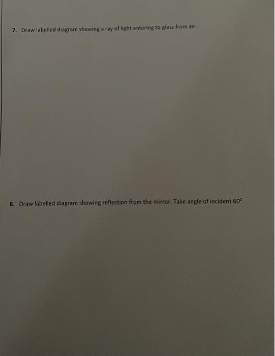 Solved 7. Draw labelled diagram showing a ray of light | Chegg.com