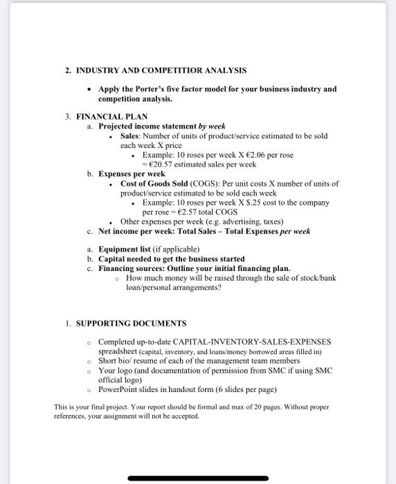 BUSINESS PLAN ASSIGNMENT Use the following outline as | Chegg.com