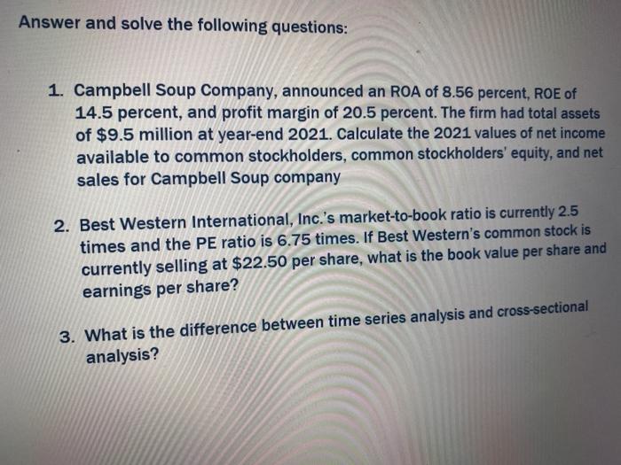 Solved Answer And Solve The Following Questions: 1. Campbell | Chegg.com