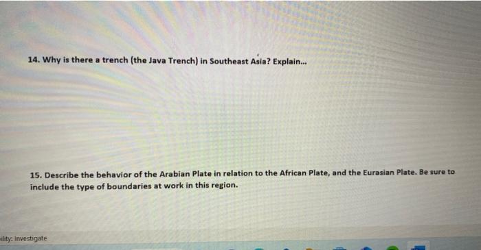 Solved 14. Why is there a trench (the Java Trench) in | Chegg.com