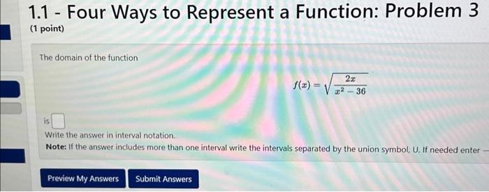 Solved 1.1 - Four Ways to Represent a Function: Problem 3 (1 | Chegg.com