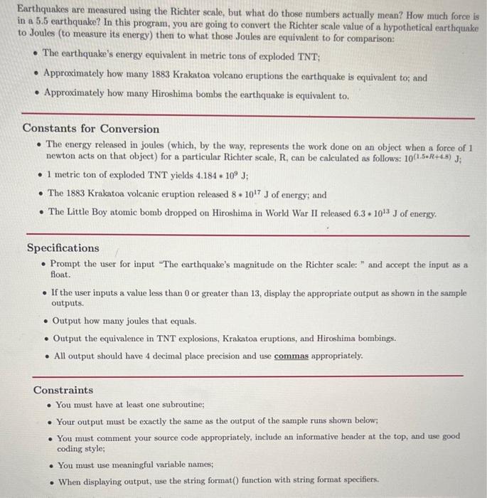 Earthquakes are measured using the Richter scale, but what do those numbers actually mean? How much force is in a \( 5.5 \) e