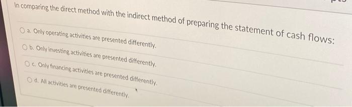 Solved 3 In comparing the direct method with the indirect | Chegg.com