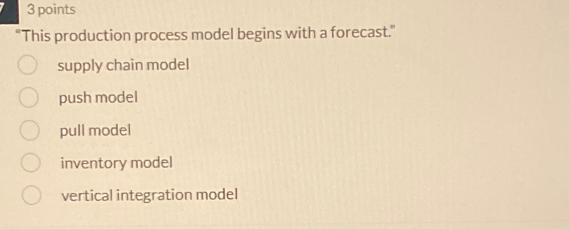 Solved 3 ﻿points"This production process model begins with a | Chegg.com