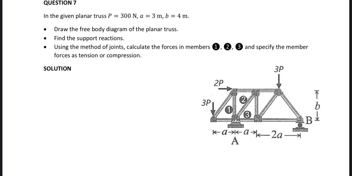 Solved QUESTION 7In the given planar truss | Chegg.com