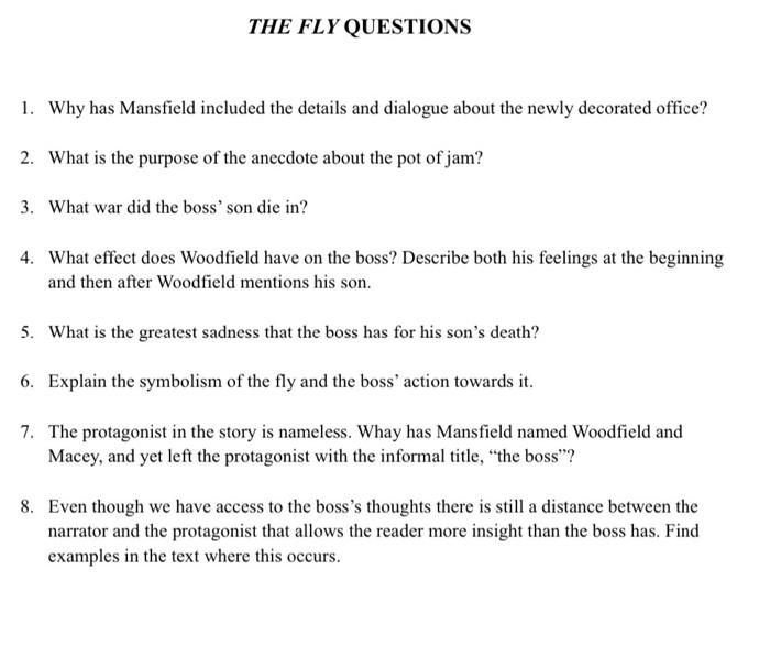 the fly by katherine mansfield questions