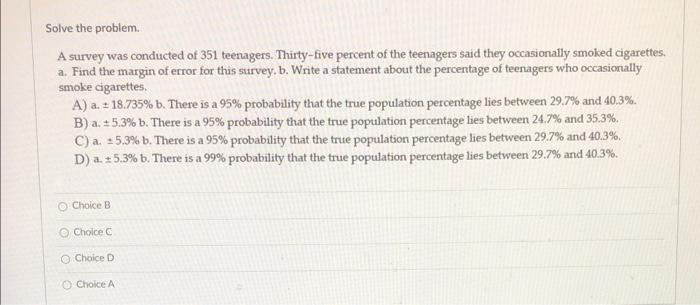 Solved Solve the problem. A survey was conducted of 351 | Chegg.com