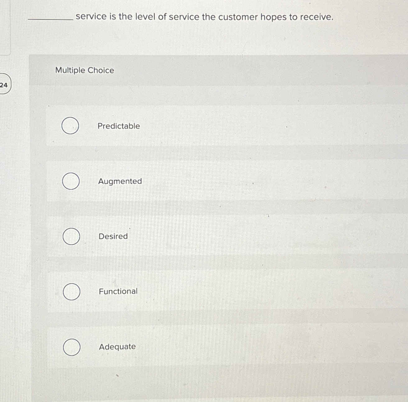 Solved service is the level of service the customer hopes to