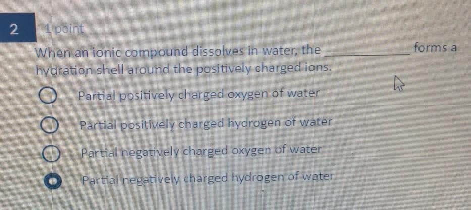 Solved When an ionic compound dissolves in water, the ______ | Chegg.com