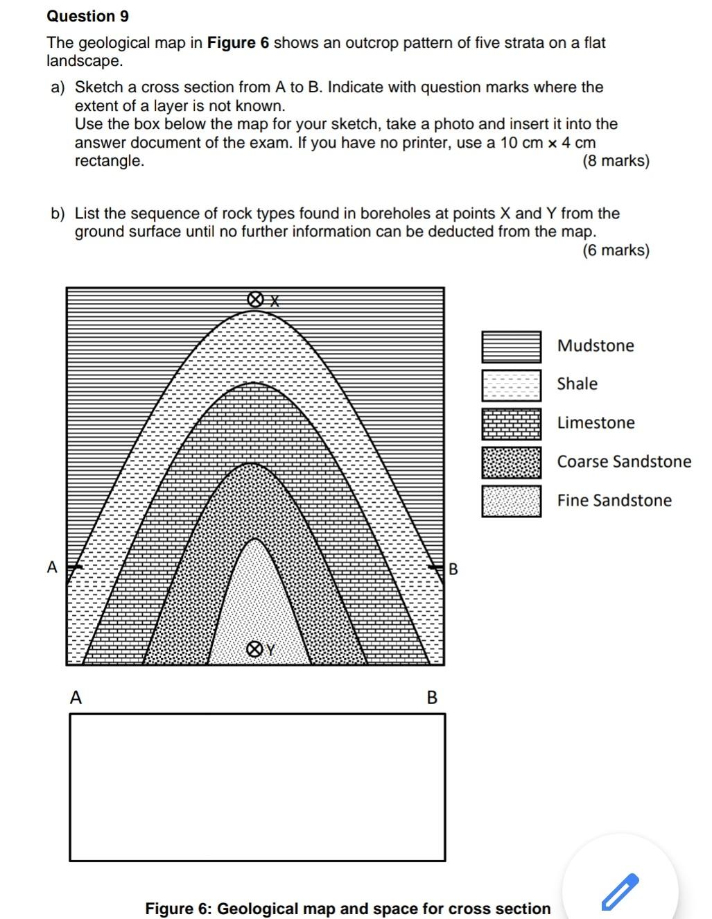 Solved Question 9 The geological map in Figure 6 shows an | Chegg.com