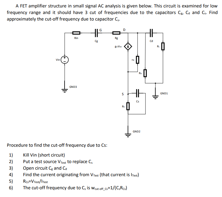 Solved A FET amplifier structure in small signal AC analysis | Chegg.com