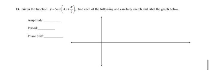 Solved 13. Given the function y - Ssin 4x + y = =sin(4x +) . | Chegg.com