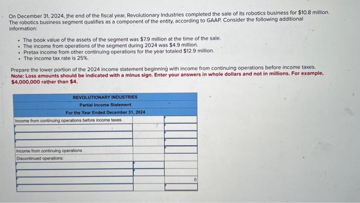 Solved On December 31,2024 , The End Of The Fiscal Year, | Chegg.com