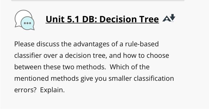 Solved Unit 5.1 DB: Decision Tree A Please discuss the | Chegg.com