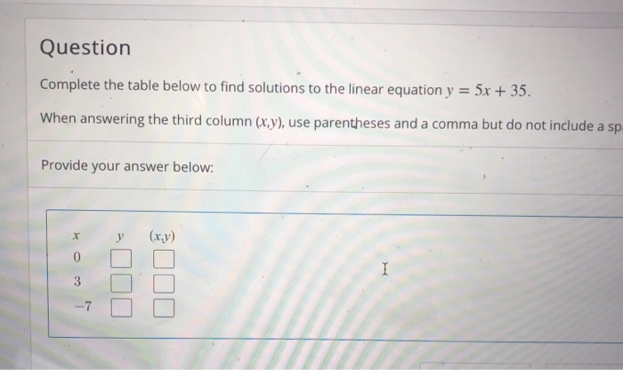 Solved Question Complete The Table Below To Find Solutions | Chegg.com