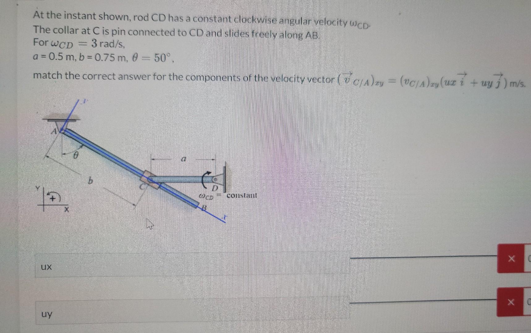 Solved At the instant shown, rod CD has a constant clockwise | Chegg.com