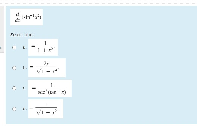 d dx of sin inverse 2x 1 x 2