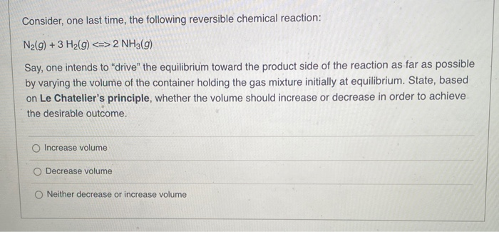 Solved Consider again the following reversible chemical | Chegg.com