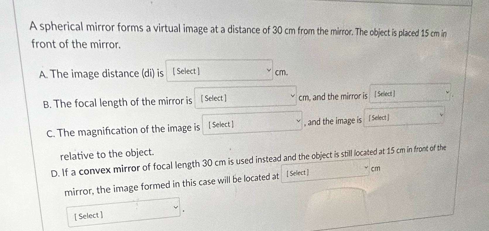 Solved A spherical mirror forms a virtual image at a | Chegg.com