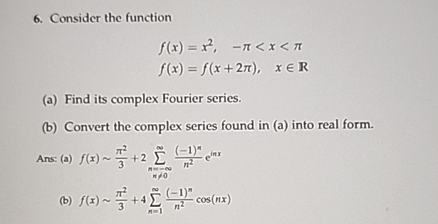 Solved Consider the functionf(x)∼π23+2∑??]=[-∞]=[-∞ | Chegg.com