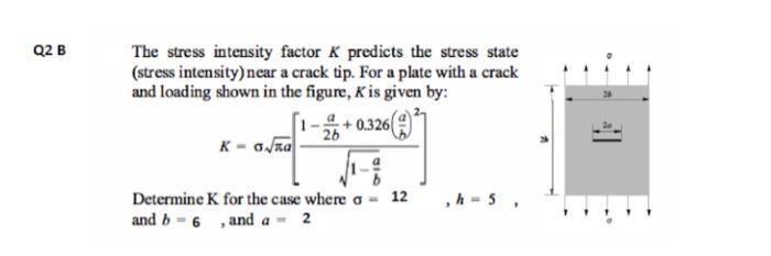 Solved Q2B The stress intensity factor K predicts the stress | Chegg.com