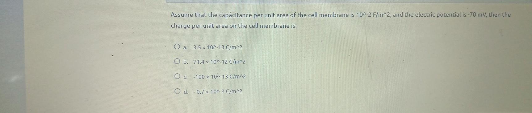 Assume that the capacitance per unit area of the cell | Chegg.com