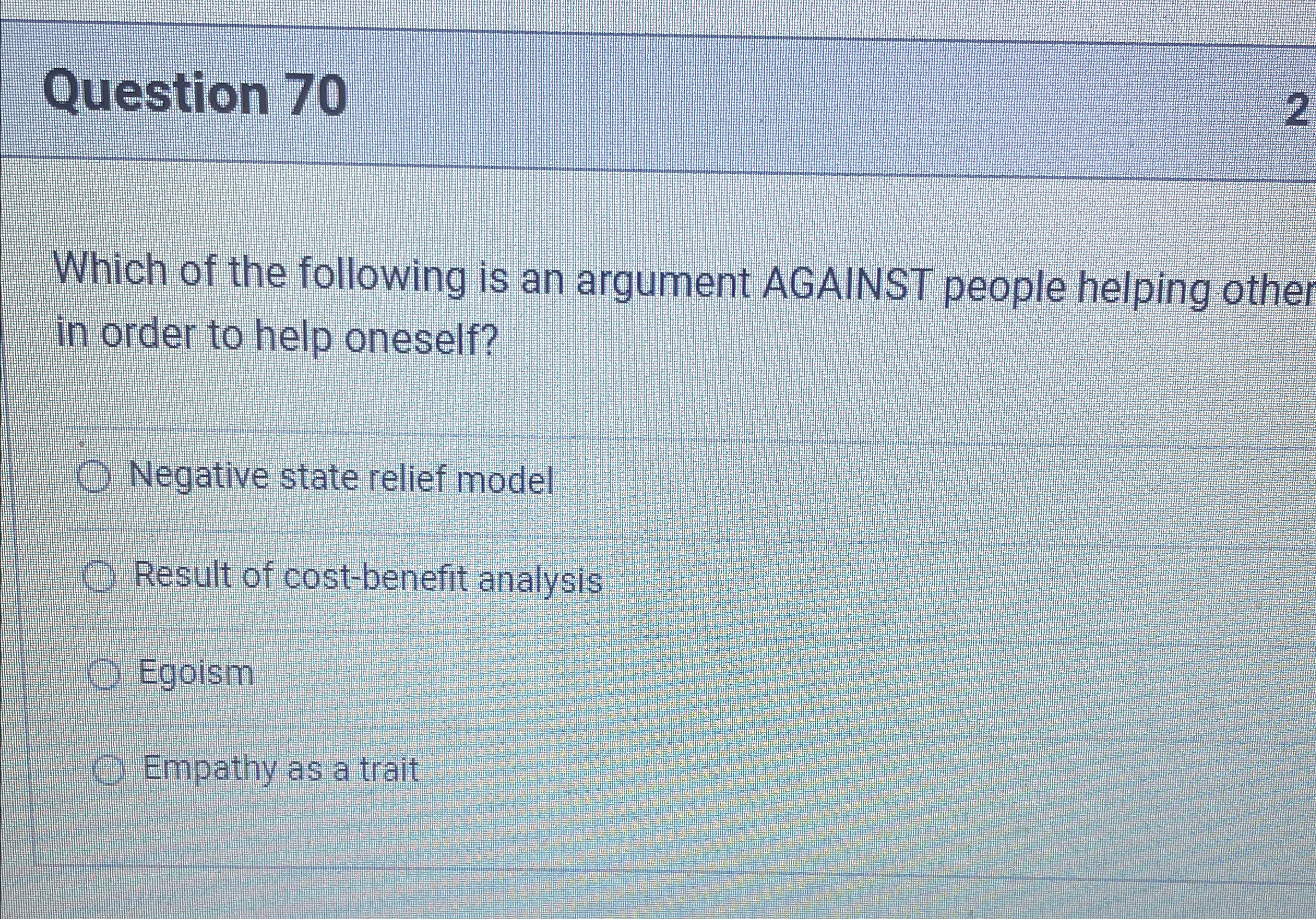 Solved Question 70Which of the following is an argument | Chegg.com