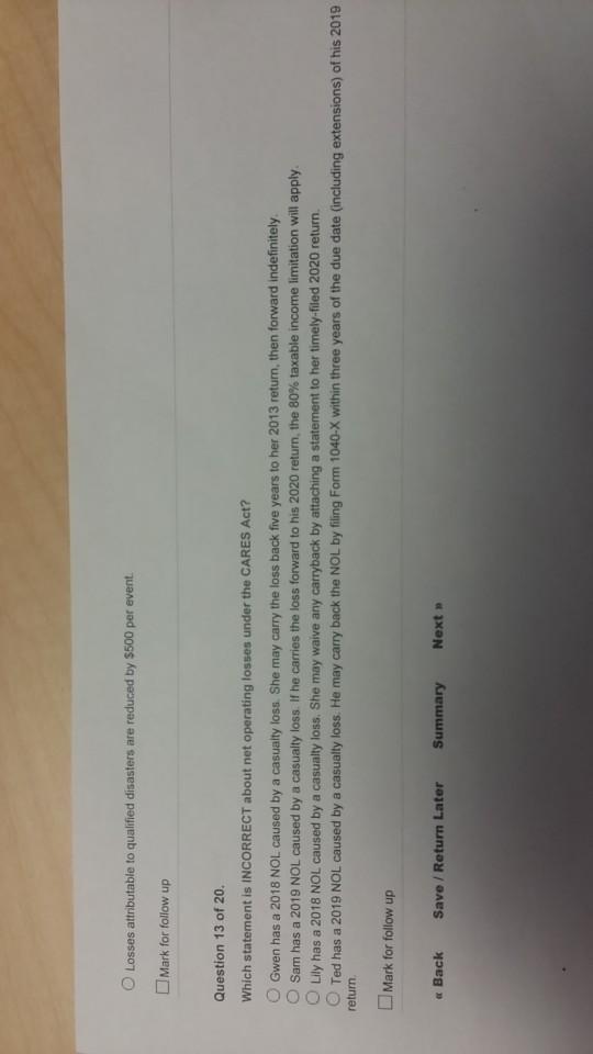 Solved Losses attributable to qualified disasters are