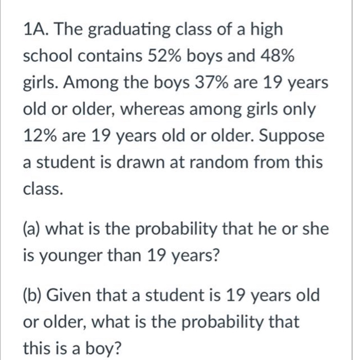 Solved 1A. The Graduating Class Of A High School Contains | Chegg.com