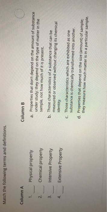 Solved Match the following terms and definitions. Column A | Chegg.com