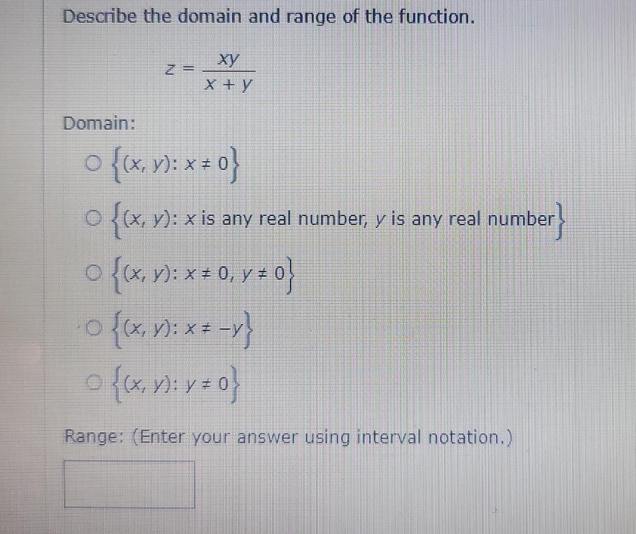 Solved Describe the domain and range of the function.