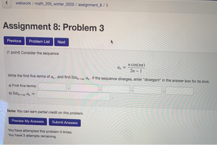 Solved Assignment 8: Problem 2 Previous Problem List Next (1 | Chegg.com