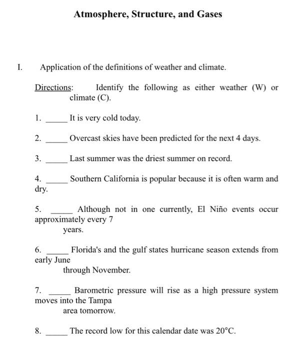 Solved Atmosphere, Structure, And Gases 1. Application Of | Chegg.com