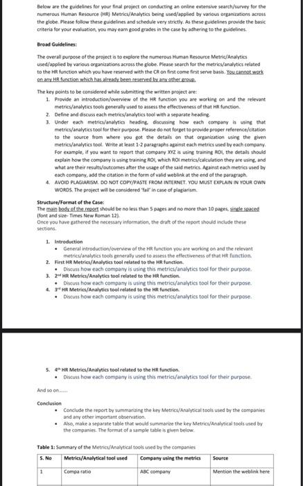 Solved Below are the guidelines for your final project on | Chegg.com