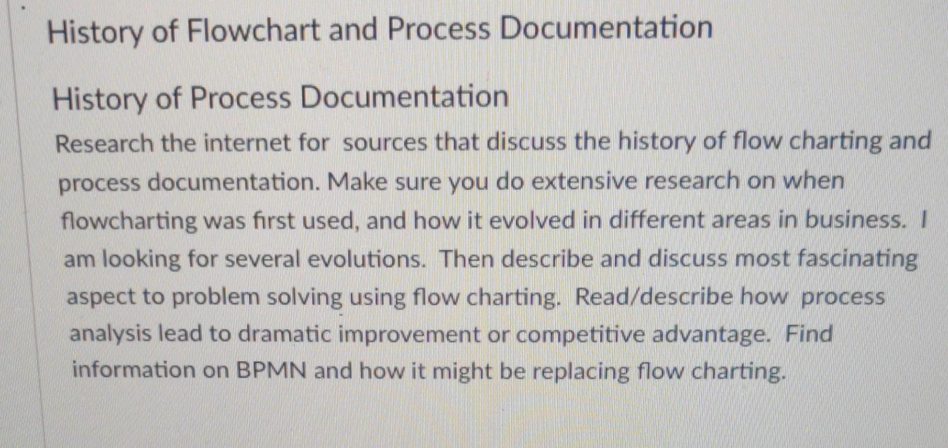 Solved History of Flowchart and Process Documentation | Chegg.com