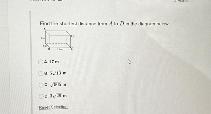 Solved Find the shortest distance from A to D in the diagram | Chegg.com