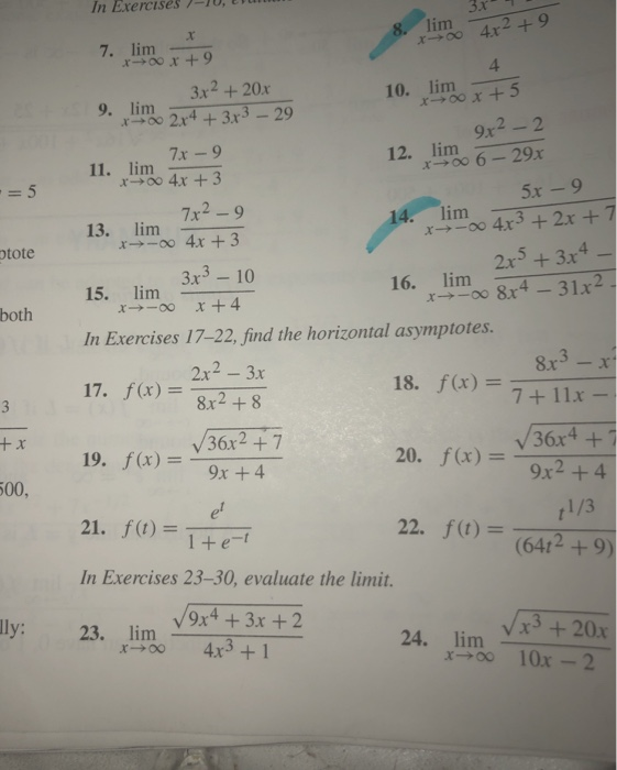 Solved Find The Horizontal Asymptotes 21 Chegg Com