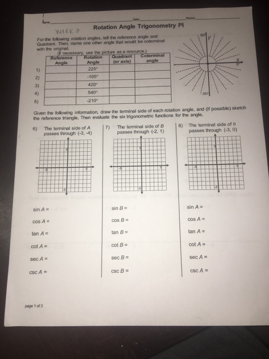 Rotation Angle Trigonometry Pi Weeka For The Follo Chegg Com