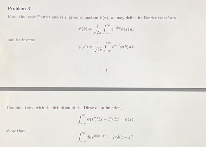 Solved From The Basic Fourier Analysis Given A Function