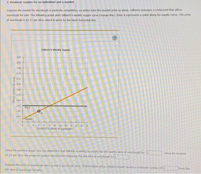 Solved 7. Producer Surplus For An Individual And A Market | Chegg.com