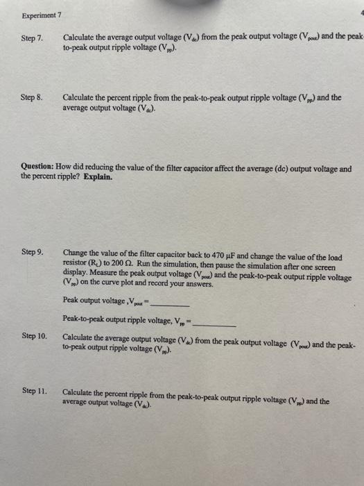 EXPERIMENT Name Date 7. Rectifier Filters Objectives