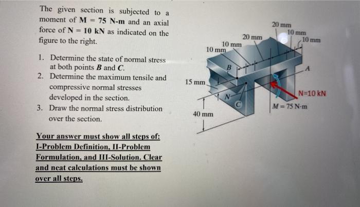 Solved 20 mm 10 mm 10 mm 20 mm 10 mm 10 mm The given section | Chegg.com