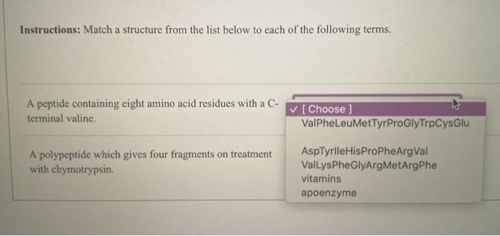 Solved Instructions: Match a structure from the list below | Chegg.com