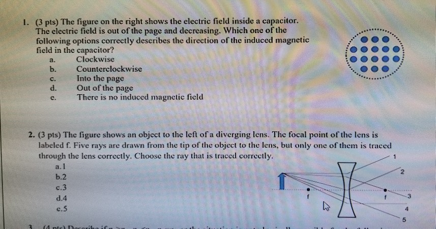 Solved 1. (3 pts) The figure on the right shows the electric | Chegg.com