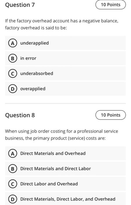 Solved Question 1 10 Points The following information is | Chegg.com