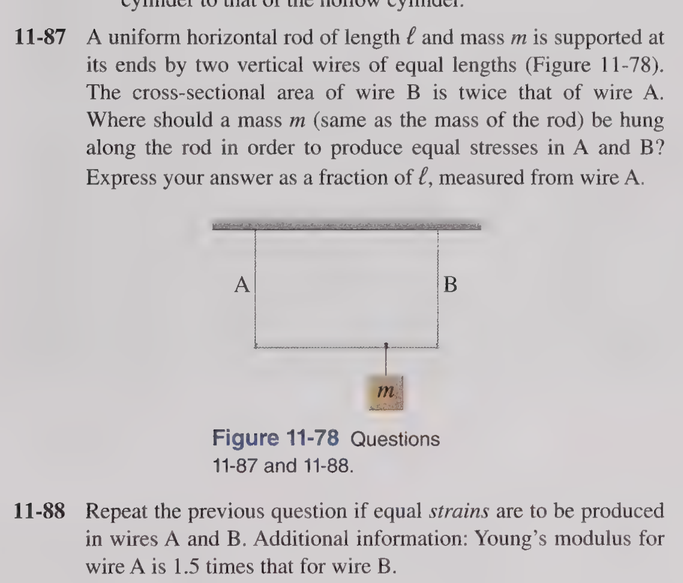 Solved 11-87 ﻿A uniform horizontal rod of length \( \ell \) | Chegg.com