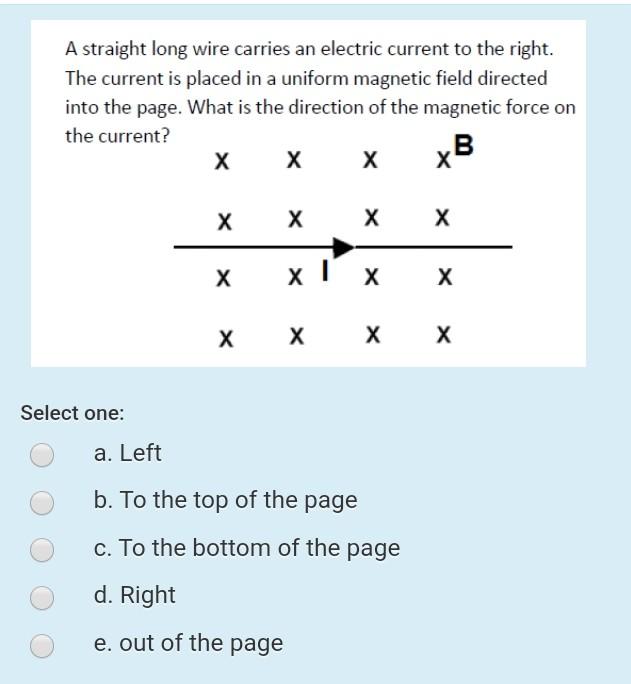 Solved A straight long wire carries an electric current to | Chegg.com