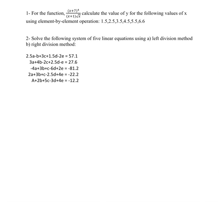 Solved (x+7) 1- For the function, (x+1) VE calculate the | Chegg.com
